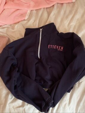 Navy Quarter-Zip Crew Sweatshirt crop 11 Miami